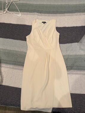 Ivory Sleeveless Wrap-Front Midi Dress